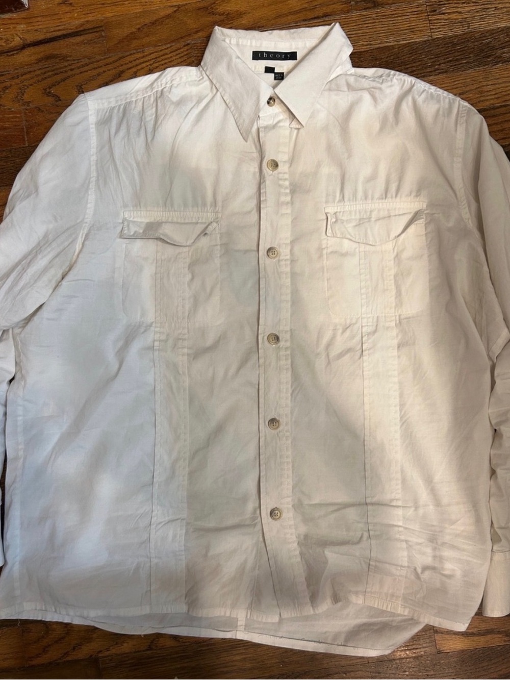 Theory Men’s White Button-Front Casual Shirt